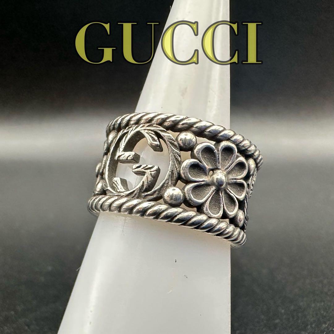 極美品✨　GUCCI　リング　指輪　マーモント　ロゴ　刻印　1472 極美品 GUCCI グッチ 指輪 ゴースト アイコン ワイド リング 約17号