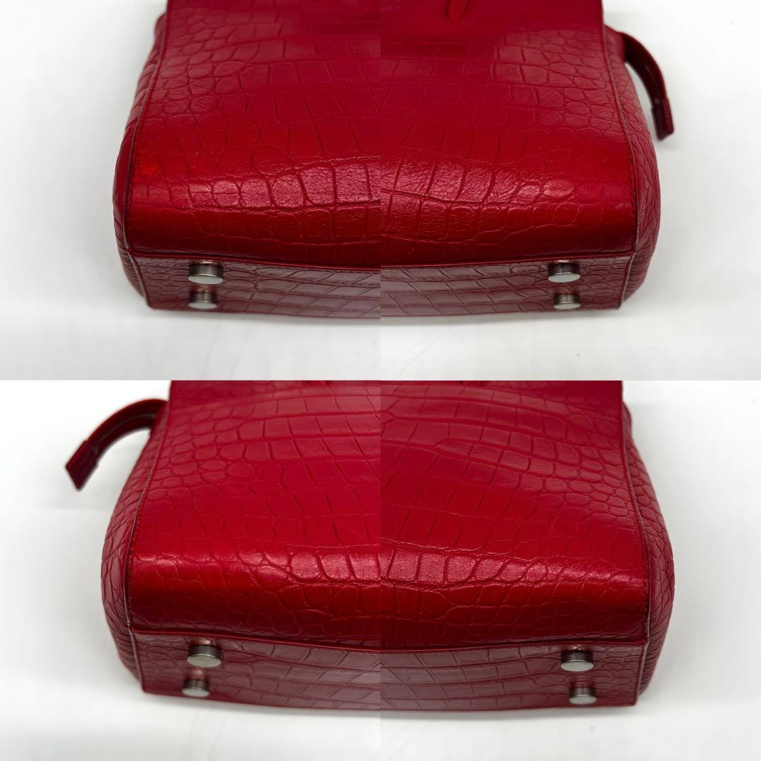 美品】サンローラン カバ リヴゴーシュ 2wayハンドバッグ クロコ型押し