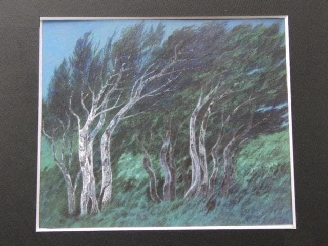 佐々木豊、【木立】、希少な額装用画集画、新品高級額 額装付、状態良好