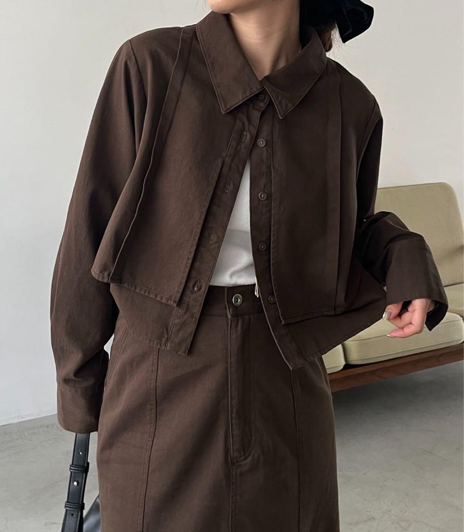 カプリシュレマージュ　【セットアップ対応】コットンクロップシャツ CAPRICIEUX LE'MAGE（カプリシューレマージュ）の「【セットアップ対応