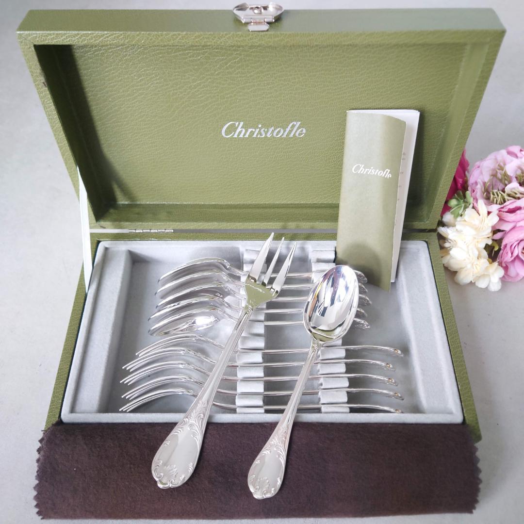 極美品 クリストフル マルリー ケーキフォーク コーヒースプーン 12点 箱付き