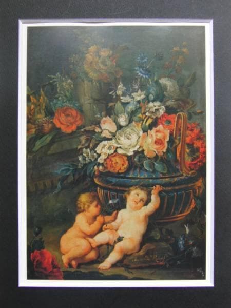 ホワキン・ベルナルド・ルベルト、花と子ども、新品額装付、画集画、状態良好 ISABELLE BOINOT原画 太陽の花束 | fog linen work
