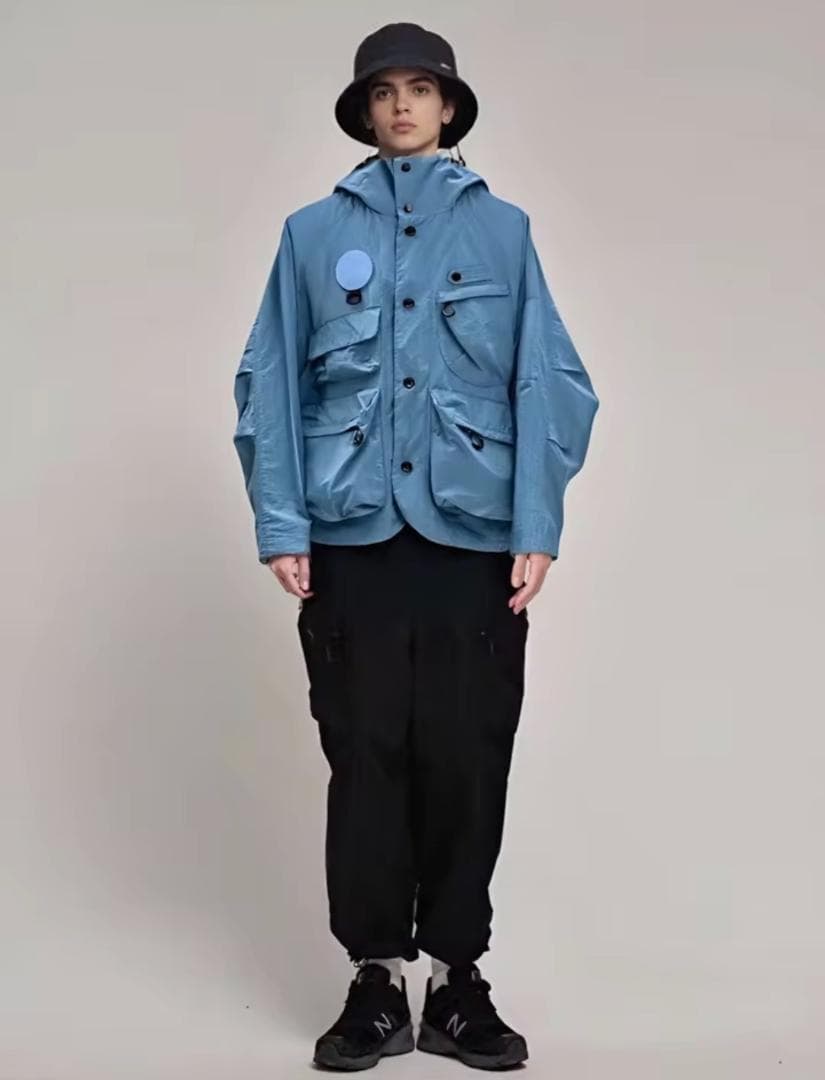 水色 フード付き マウンテンパーカー