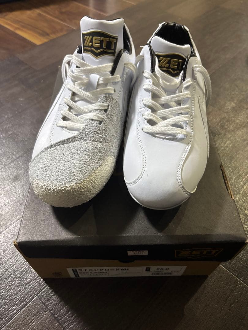 ZETT BSR 2296WH ホワイト 25.0 ZETT BSR2296WH Winning Road WH Baseball, Embedded Spikes