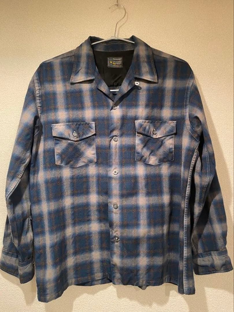 d*y様 Towncraft ウールシャツ 60s オープンカラー　ループカラー 60年代 TOWNCRAFT タウンクラフト 開襟 ウールシャツ チェックシャツ