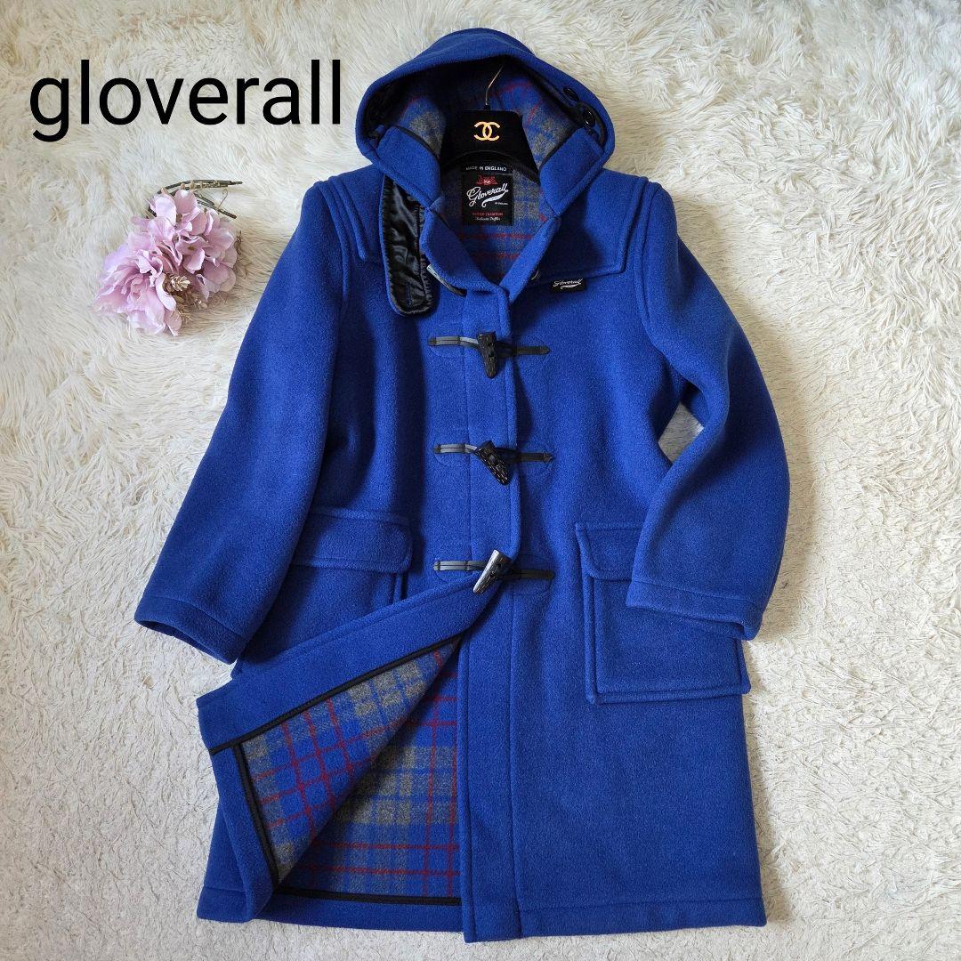 美品 グローバーオール ダッフルコート サイズ S相当 チェック ブルー