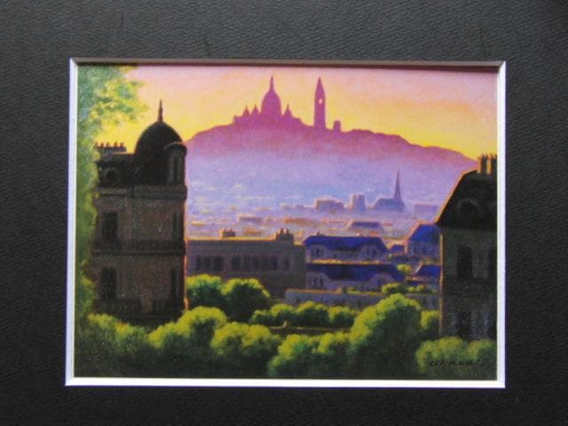 大森祥吾、【パリ残照（モンマルトル遠望）】、希少な大判額装用画集より