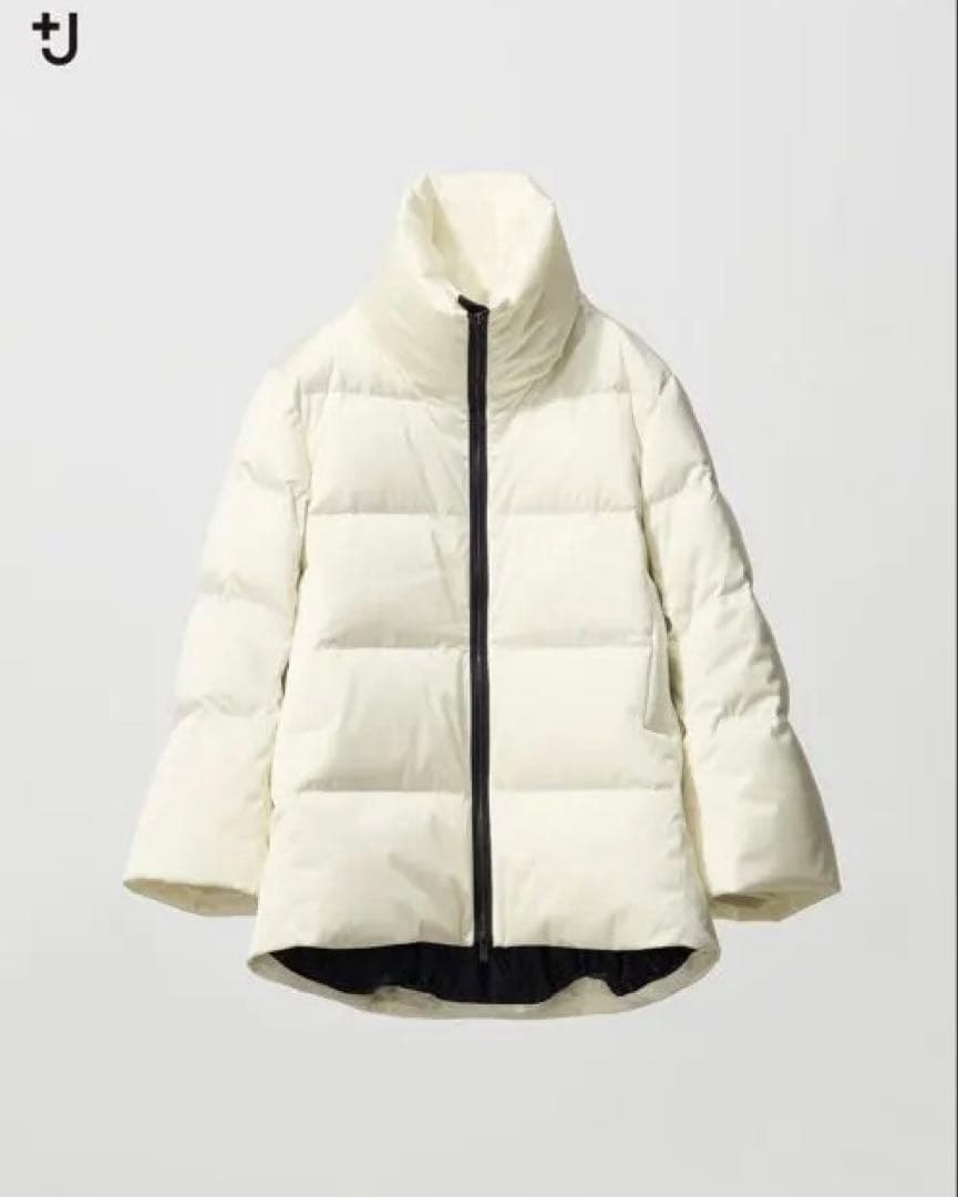 UNIQLO +J ホワイト ダウンジャケット スタンドカラー M