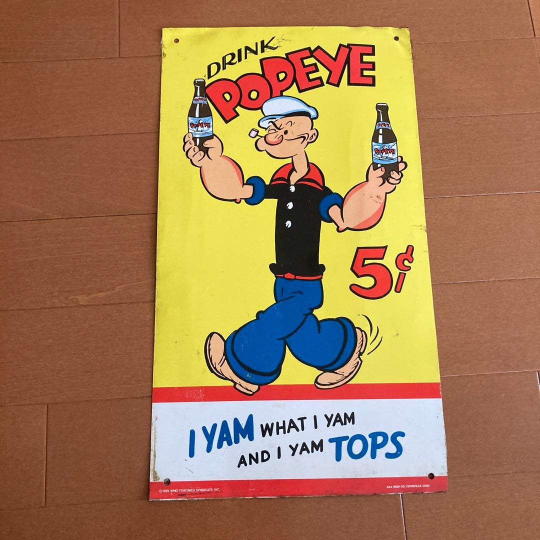 ポパイ 飲料広告看板　当時物 1929
