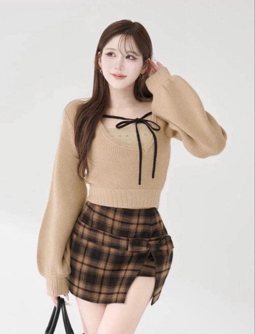 Darich ダーリッチ アシメレイヤードニットトップス ベージュ ダーリッチ Darich アシメレイヤードニットトップス （ベージュ