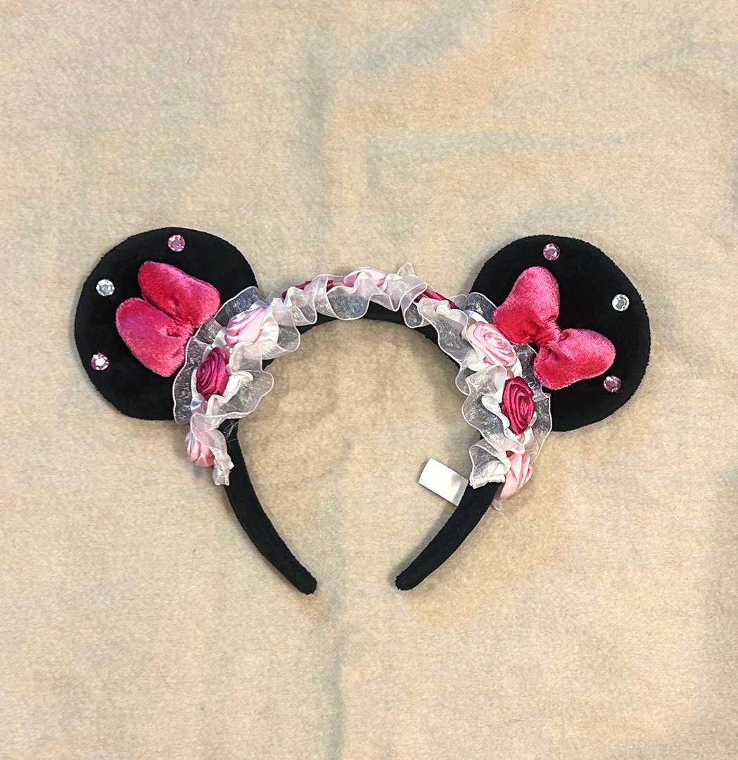 ミニーカチューシャ　薔薇フリル