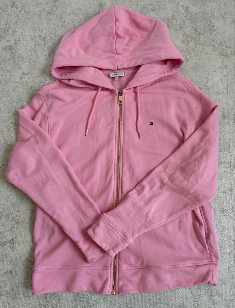 トミーヒルフィルガー ピンク フルジップパーカー M オールシーズン
