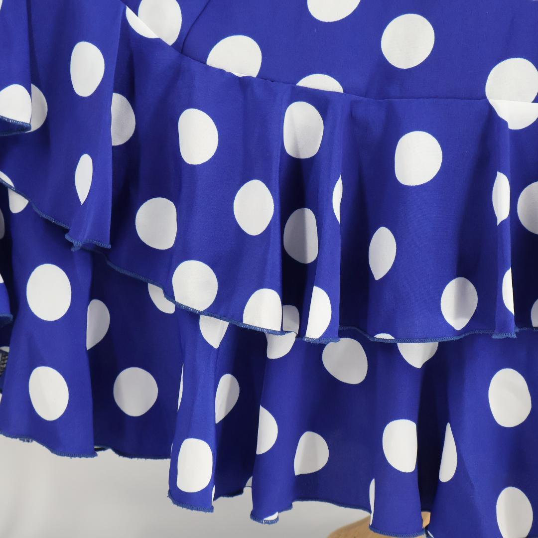 フラメンコ衣装】ブルー ファルダ ボランテ スカート 青 水玉 ドット