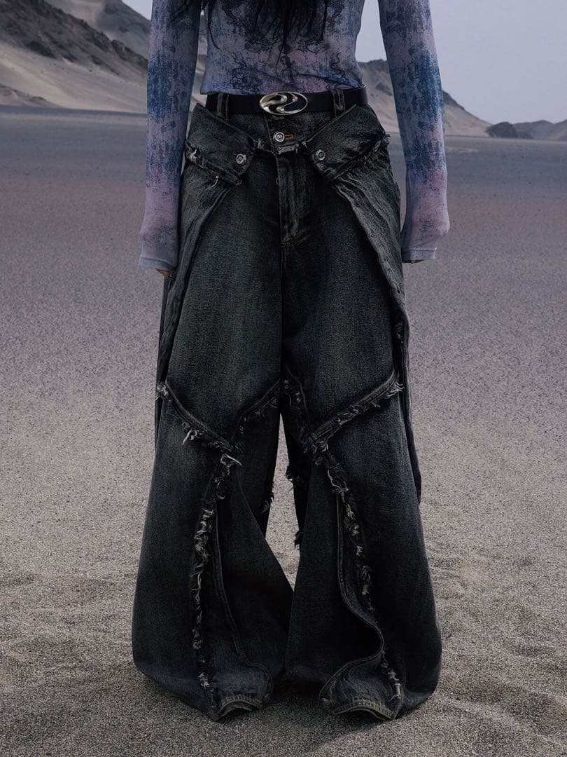 パンツ PERSONSOUL FOLDED STRUCTURE BAGGY JEANS